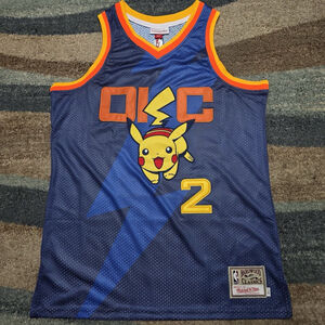 Shai Gilgeous-Alexander OKC Thunder Custom Pikachu Jersey L Mitchell & Ness